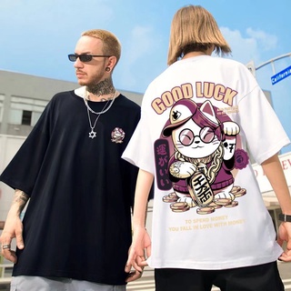 【NEW】เสื้อยืดแขนสั้น พิมพ์ลายแมวนําโชค ทรงหลวม เข้ากับทุกการแต่งกาย สไตล์ญี่ปุ่น แนวสตรีท แฟชั่นฤดูร้อน สําหรับผู้ชาย 20