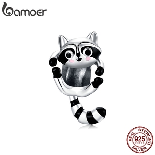 bamoer Silver Raccoon Charm for Original Bracelet Women 925 Real Silver Jewelry Making DIY Bracelet Bangle Accessory BSC403