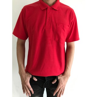ภาพขนาดย่อของภาพหน้าปกสินค้าพร้อมส่ง เสื้อโปโลสีพื้น เสื้อคอปก เสื้อโปโล-สีแดงผู้ชาย จากร้าน laohe11 บน Shopee