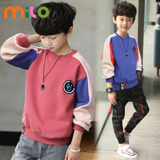 Milo เสื้อสเวตเตอร์เด็กผู้ชาย คอกลม แขนยาว 2022 ใหม่ หนุ่มใหญ่ เกาหลี เวอร์ชั่น บอย เสื้อตุ๊กตา