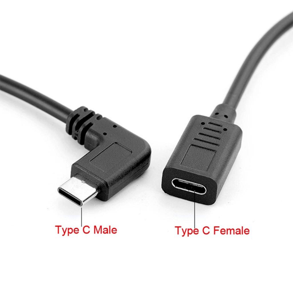 สายเคเบิลต่อขยายข้อมูล-type-c-usb-3-1-ตัวผู้-90-องศา-เป็น-usb-c-ตัวเมีย-0-3-เมตร