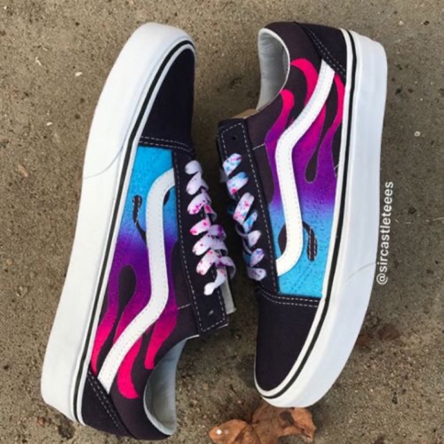 Vans old outlet skool flame blue