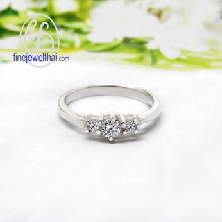 Finejewelthai-แหวนเพชร-แหวนเงิน-Diamond Cz-silver-wedding-ring - R1182cz