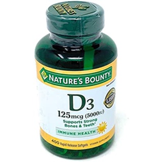 Natures Bounty Vitamin D3 125 mcg, 400 Softgels ของแท้100%  วิตามินนำเข้าจากอเมริกา พร้อมส่งที่ไทย