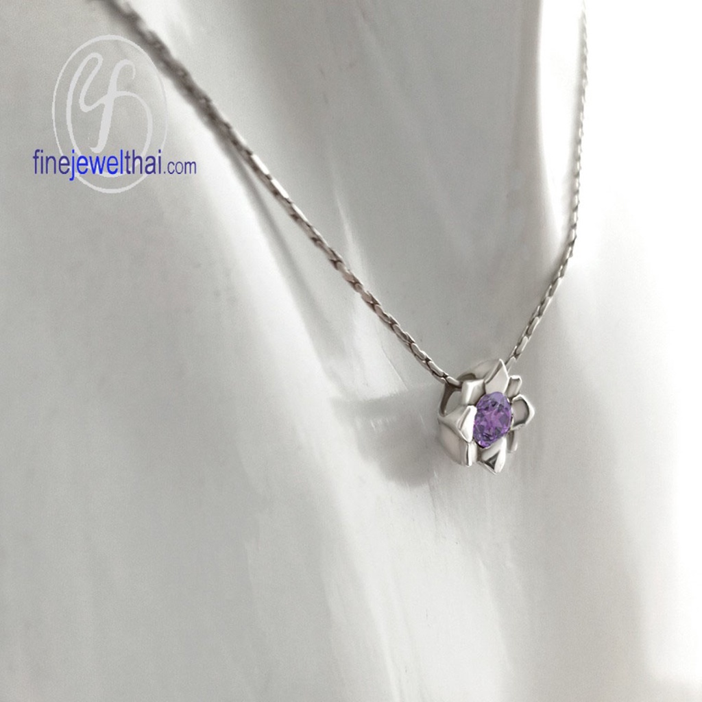 finejewelthai-จี้อะเมทิสต์-อะเมทิสต์-จี้พลอย-พลอยประจำเดือนเกิด-amethyst-silver-pendant-birthstone-p1058amt00e