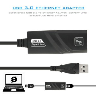 รูปภาพขนาดย่อของUSB 3.0 to RJ45 Gigabit Lan 10/100/1000 Ethernet Adapter แปลง USB3.0 เป็นสายแลน ไดรเวอร์ในตัวลองเช็คราคา
