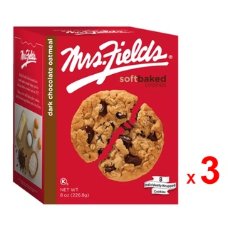 MRS. FIELDS มิสซิสฟิลด์ คุกกี้ดาร์ก ช็อคโกแลต และข้าวโอ๊ต แบบนิ่ม ห่อเดี่ยว 8 ชิ้นต่อกล่อง ผลิตในสหรัฐอเมริกา ชุด 3 กล่อ