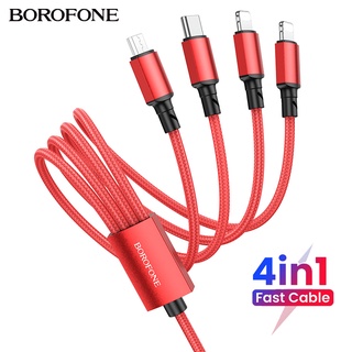 Borofone BX72 4in1 สายเคเบิล USB ชาร์จเร็ว สําหรับ 13 12 11 Android Micro USB Type C mi 11 Samsung S22 S20