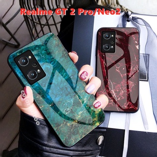 เคสกระจกนิรภัย สําหรับ Realme GT 2 Pro GT2 Pro Neo2 Neo 2 เคสโทรศัพท์ หินอ่อน กรอบซิลิโคนอ่อน แข็ง เคสด้านหลัง