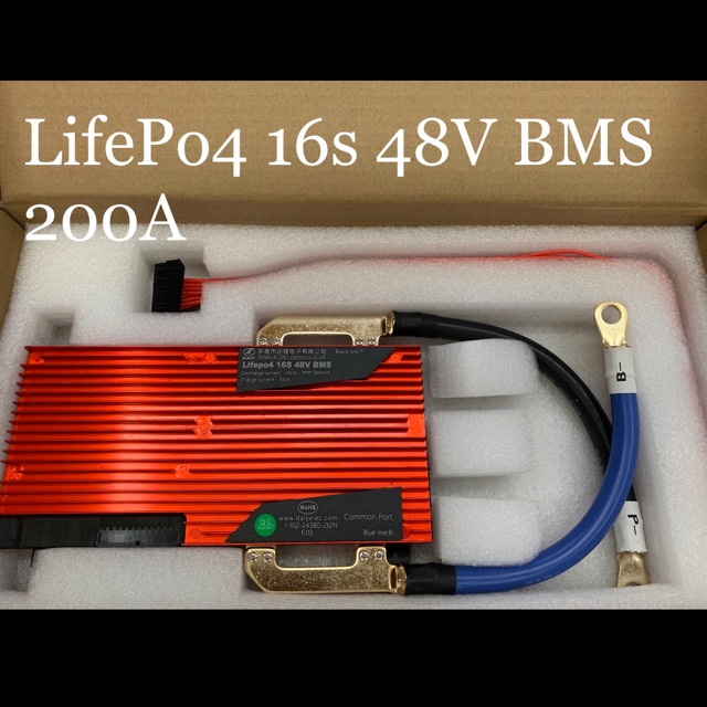 BMS Daly LiFePO4 16S 48V 200A, Per Batterie 18650, Con LED, RS485, Per Sistemi Solari E Accumulo Casa
