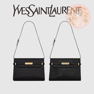 Shopee ลดราคา 🔥 ของแท้ 100% 🎁 Yves Saint Laurent Brand New MANHATTAN Crocodile Embossed Shiny Leather Shoulder Bag