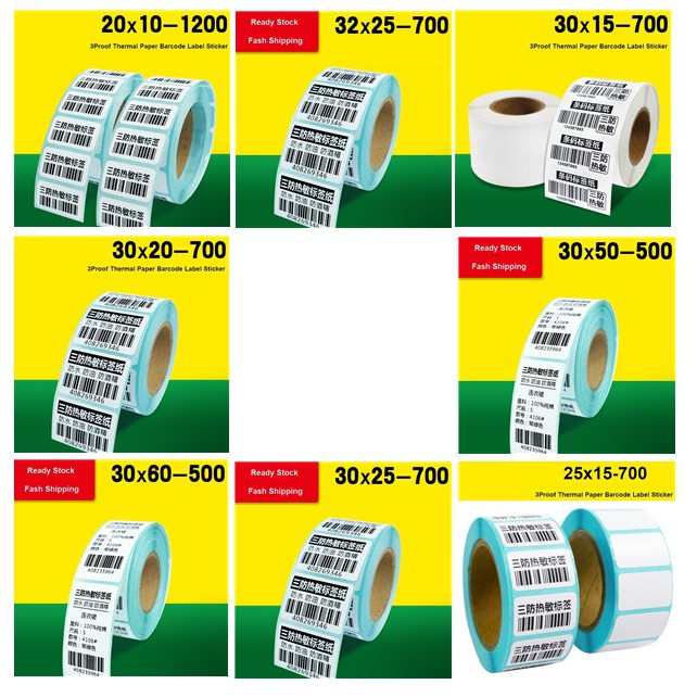 สติกเกอร์ฉลากความร้อนพิมพ์โดยตรงฉลากบาร์โค้ดกระดาษไวต่อความร้อนสำหรับ-20-10-มม-25-15-30-15-30-20-30-25-30-50-30-60-32-25