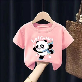 เสื้อผ้าเด็กโต เสื้อยืดแขนสั้นลายการ์ตูน ผ้าคอตตอน100%ลายLO:CHINA