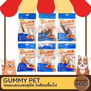 GUMMY PET SALMON TREADTS ขนมเเมวเเละสุนัข 3เดือนขึ้นไป 40G