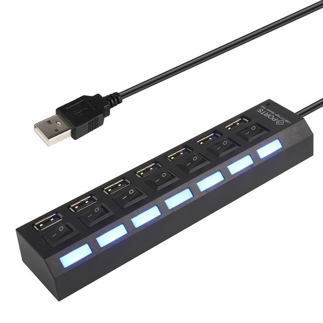 ภาพสินค้าพอร์ท USB 7 พอร์ท LED USB มีสวิชท์ On / Off สีดำและสีขาว จากร้าน kebidutechnology.th บน Shopee ภาพที่ 7