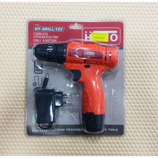 Hatto ชุด สว่าน ไร้สาย Cordless Driller HT-DRILL-12V ปรับซ้าย ขวา เจาะปูน ไม้