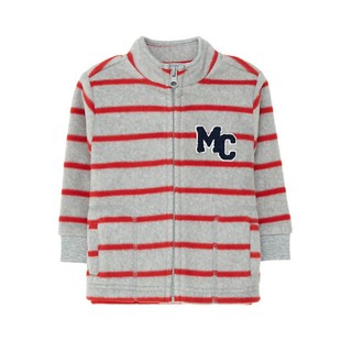 Mothercare เสื้อเด็ก เสื้อแจ็คเก็ต ผ้าฟลีซ สีเทา ลายแดง grey and red stripe fleece
