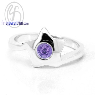 Finejewelthai-แหวนอะเมทิสต์-อะเมทิสต์-แหวนพลอย-แหวนเงินแท้-พลอยประจำเดือนเกิด-Amethyst-Silver-Ring-Birthstone-R1032amt