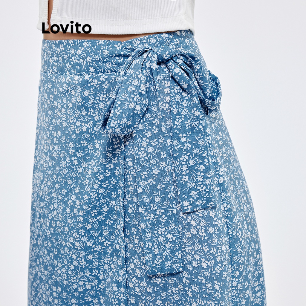 ภาพสินค้าLovito กระโปรงลําลอง ลายดอกไม้ ผ่าข้าง สีฟ้า L25AD054 (สีน้ําเงิน) จากร้าน lovito.th บน Shopee ภาพที่ 5