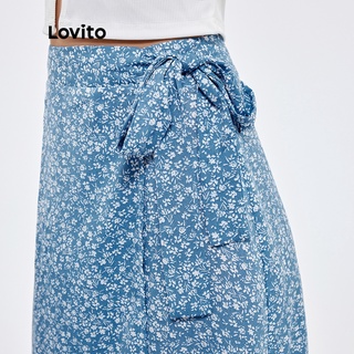 ภาพขนาดย่อของภาพหน้าปกสินค้าLovito กระโปรงลําลอง ลายดอกไม้ ผ่าข้าง สีฟ้า L25AD054 (สีน้ําเงิน) จากร้าน lovito.th บน Shopee ภาพที่ 5
