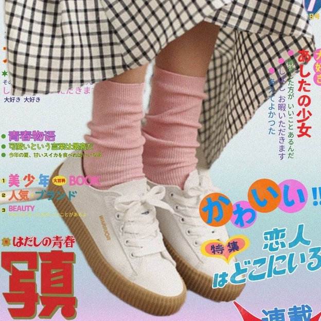 ถุงเท้าผ้าฝ้าย-สีพื้น-ข้อยาว-ถุงเท้าญี่ปุ่น-แนวสตรีท-สไตส์วินเทจ-มินิมอล-ส่งไว
