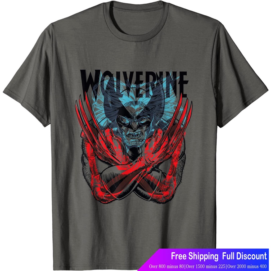 marvelเสื้อยืดแขนสั้น-marvel-x-men-mutant-wolverine-claws-x-ray-retro-t-shirt-marvel-short-sleeve-t-shirts-lt-tc
