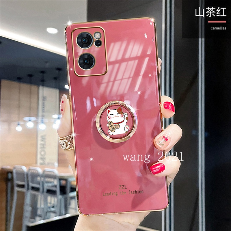 new-phone-case-เคส-oppo-reno7-pro-reno6-z-6-pro-5g-casing-electroplating-straight-edge-with-cat-stand-protective-soft-case-เคสโทรศัพท