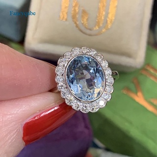 Fancyqube Brilliant Cubic Zirconia เครื่องประดับแหวนหรูหราสีเงินสําหรับผู้หญิง