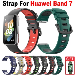สายนาฬิกาข้อมือซิลิโคน สองสี แบบเปลี่ยน สําหรับ Huawei Band 7