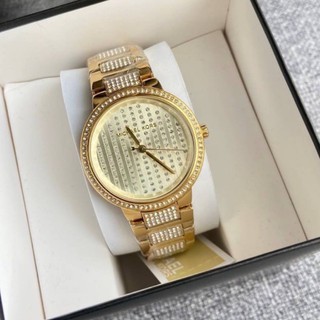 (ผ่อน0%) นาฬิกา Michael Kors Womens Gabbi Gold-Tone Pavé Glitz Watch MK3985   สีทอง หน้าปัด สีทอง  ขนาด 34 มม.