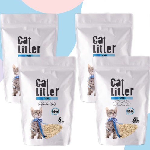 ภาพหน้าปกสินค้าcat litter 4ถุง ทรายเต้าหู้เกล็ด 6L PREMIUM & ORGANICใช้กับPetree Meet Petlink Catlink ได้ทรายแมวไร้ฝุ่น