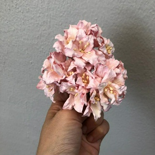 ดอกไม้กระดาษสาดอกไม้ขนาดใหญ่สีชมพูขาว 20 ชิ้น ดอกไม้ประดิษฐ์สำหรับงานฝีมือและตกแต่ง พร้อมส่ง F219