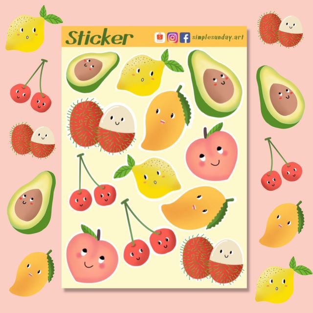 Sticker PVC Fruits ผลไม้ | Shopee Thailand