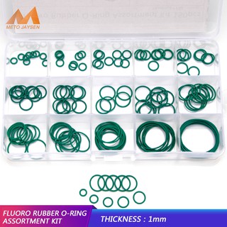ปะเก็นโอริงยางฟลูออรีน FKM สีเขียว แบบเปลี่ยน 15 ขนาด CS 1-3.1 มม. OD 6-35 มม. 94 ชิ้น 150 ชิ้น