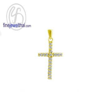 Finejewelthai-จี้-จี้เพชร-จี้ไม้กางเขน-จี้เงินแท้-Cross-Diamond-CZ-Silver-Pendant-P1161cz00 (สามารถเลือกสีตัวเรือนได้)