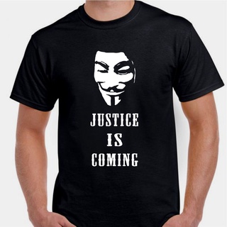 [S-5XL] เสื้อยืด พิมพ์ลาย Justice is Coming Anon Guy Fawkes สไตล์คลาสสิก ไม่ซ้ําใคร สําหรับผู้ชาย 545569