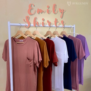 ✨พร้อมส่ง✨ 💖BYRGUNDY -  Emily Shirts เสื้อยืดคอกลม ผ้าเรยอนหลากสี ใส่สบาย ไม่ร้อน ผ้านิ่ม