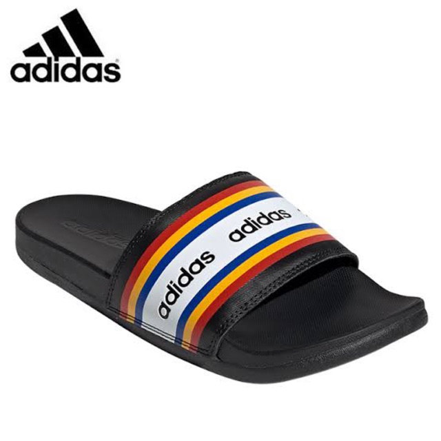 adidas-adilette-cf-slides-สีดำคาดสีรุ้ง-จากช้อปแท้