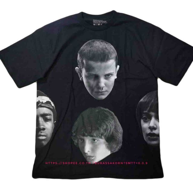 เสื้อยืดผ้าฝ้ายพรีเมี่ยมเสื้อยืด-stranger-things-overprint