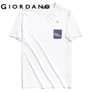 Giordano Men Women T-Shirts Couple T Shirt Gesture Series Tshirt Summer Tops Cotton Cozy Short Sleeve Hi