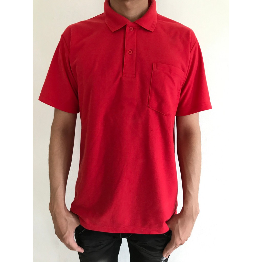 ภาพสินค้าพร้อมส่ง เสื้อโปโลสีพื้น เสื้อคอปก เสื้อโปโล-สีแดงผู้ชาย จากร้าน laohe11 บน Shopee ภาพที่ 4