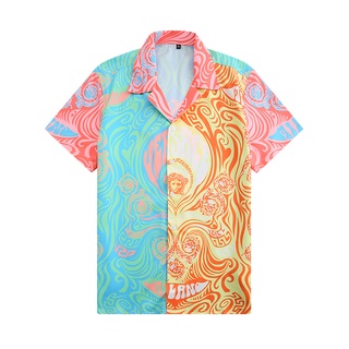 **พร้อมส่ง** เสื้อเชิ้ตแขนสั้นลําลอง คอปก พิมพ์ลาย ขนาดใหญ่ คุณภาพสูง สําหรับผู้ชาย และผู้หญิง