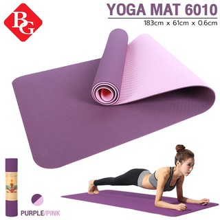 BG Brand เสื่อโยคะ Yoga Mat รุ่น 6010 เบาะเล่นโยคะ แผ่นรองโยคะ หนา183x61x0.6cm.
