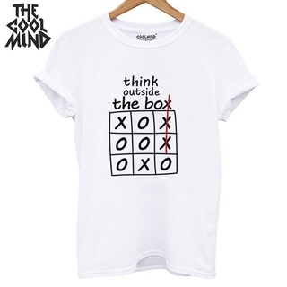 เสื้อยืดผ้าฝ้ายพิมพ์ลาย Coolmind เสื้อยืด ผ้าฝ้าย ทรงหลวม พิมพ์ลาย Think Outside The Box