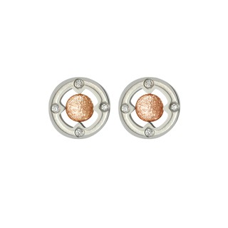 555jewelry ต่างหูสตั๊ดสแตนเลส วงกลม ตรงกลางเป็นบอลทรงกลม ดีไซน์สวย รุ่น MNC-ER308 - ต่างหูแฟชั่น ต่างหูสวยๆ (ER20)