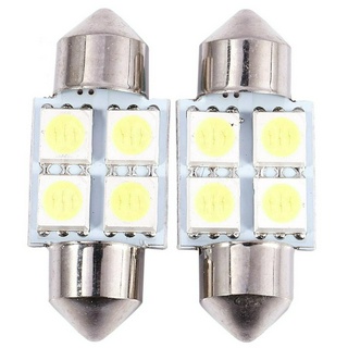 DC 12V 30mm 4 5050 SMD Car Interior Dome Festoon LED Light White 2 Pcs