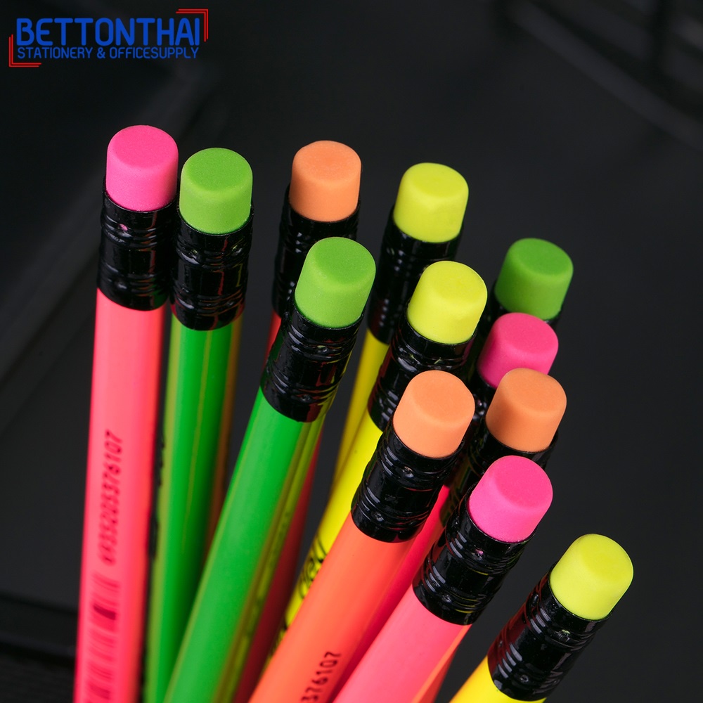 deli-u54600-graphite-pencil-ดินสอไม้hb-ทรง-3-เหลี่ยม-สีสันสดใสโดนเด่นด้วยสีนีออน-แพค-12-แท่ง-ดินสอ-สินสอhb-school
