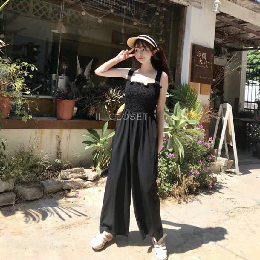 ภาพสินค้าจั๊มสูท lll Freesize lll PE017 สายเดี่ยว ขายาว สม็อกอก ผ้าโฟเวย์ จากร้าน lll_closet บน Shopee ภาพที่ 4