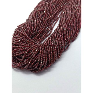 หินโกเมน การ์เนต Natural Garnet ขนาด 2.2 มม. 1 เส้น อะไหล่ร้อยเครื่องประดับ Tiny Rondelle Faceted Beads