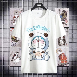 เสื้อยืดสีขาวAnime T-shirtஐ۩✹Doraemon ญี่ปุ่นแขนสั้นเสื้อยืดผู้ชายและผู้หญิงการ์ตูนอะนิเมะหลวม ins ลม jingle cat คู่สวมใ
